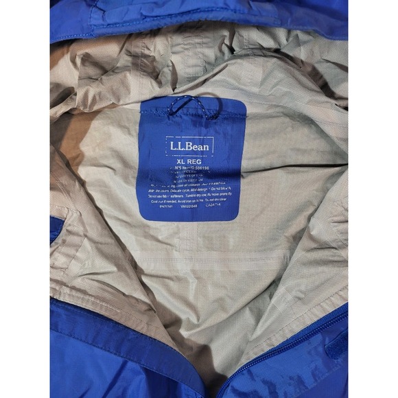 LL Bean Jacket Mens XL Trail Model Rain Full Zip Hooded Hiking Outdoors Blue - Picture 4 of 5